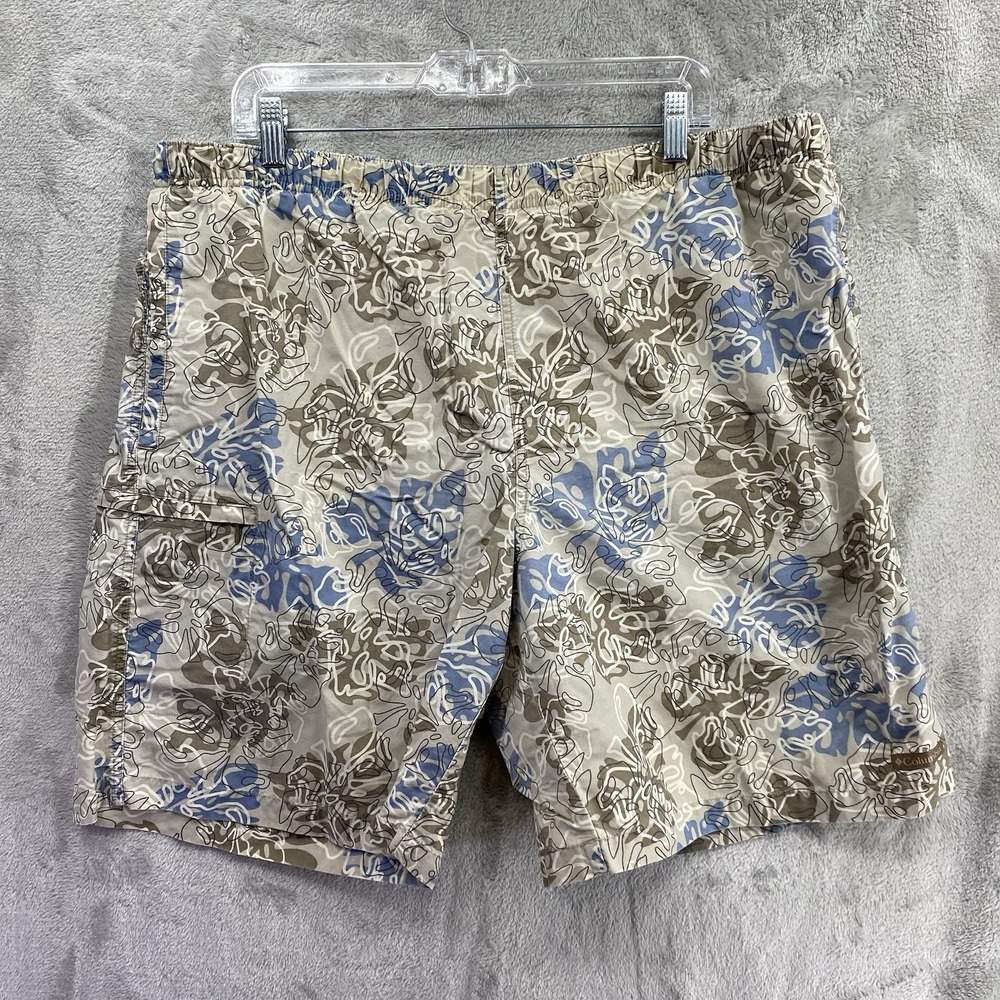Columbia XCO Men's Large Swim Shorts  Bermuda Paisley Elastic Waist Colorful EUC